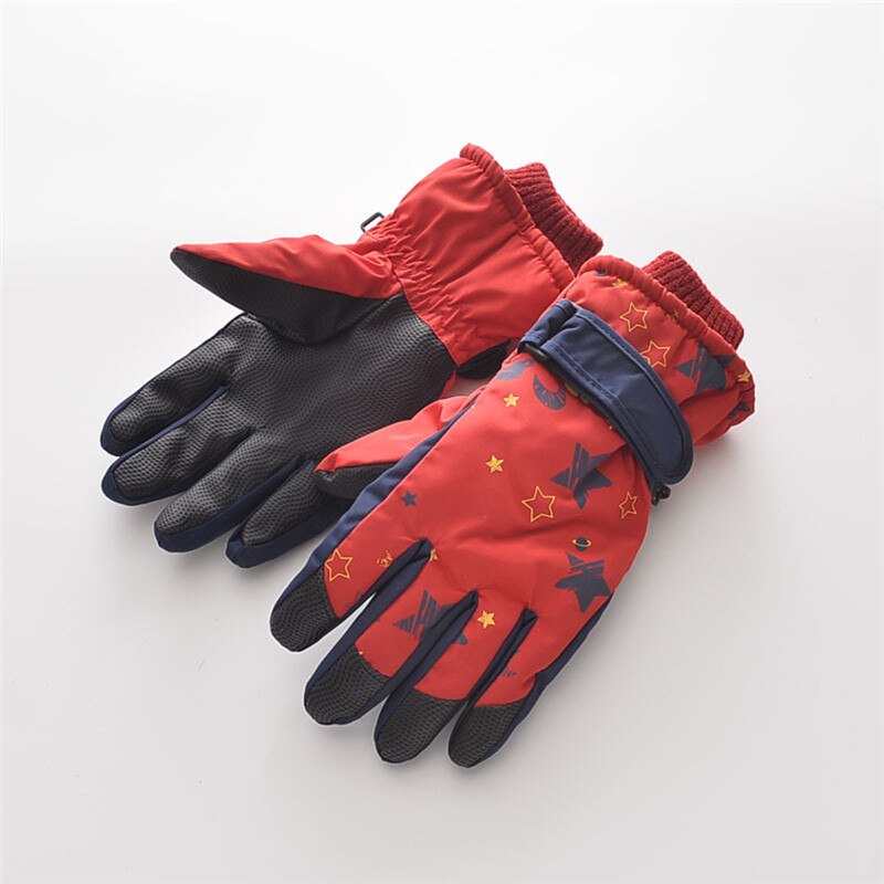 Handsker børn vindtæt snowboard vinter varm handske termisk fleece sne handsker til drenge piger let åndbar handske: Rød