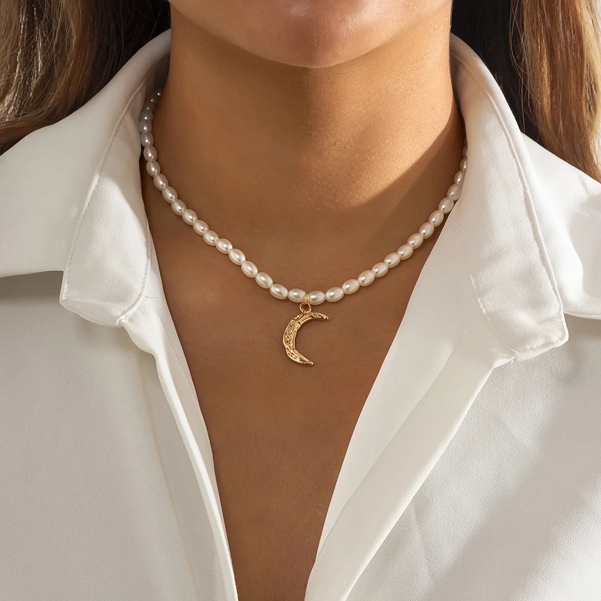 Mode Barokke Parel Ketting Vrouwen Kraag Bruiloft Punk Toggle Sluiting Cirkel Lariat Bead Choker Kettingen Sieraden: Gold Color 10