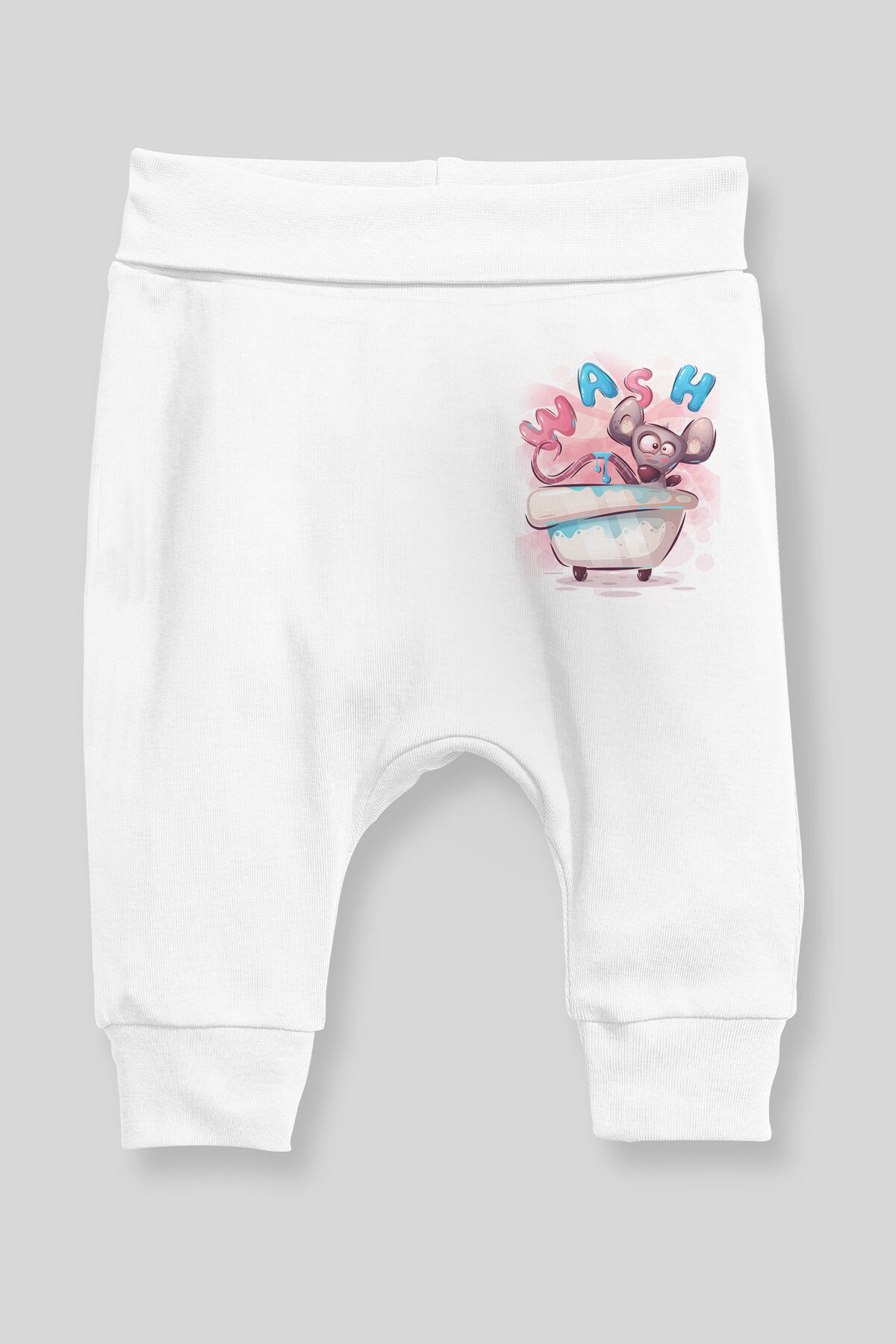 Angemiel Baby Douche Ruimte Mouse Baby Boy Harembroek Pantalon Wit