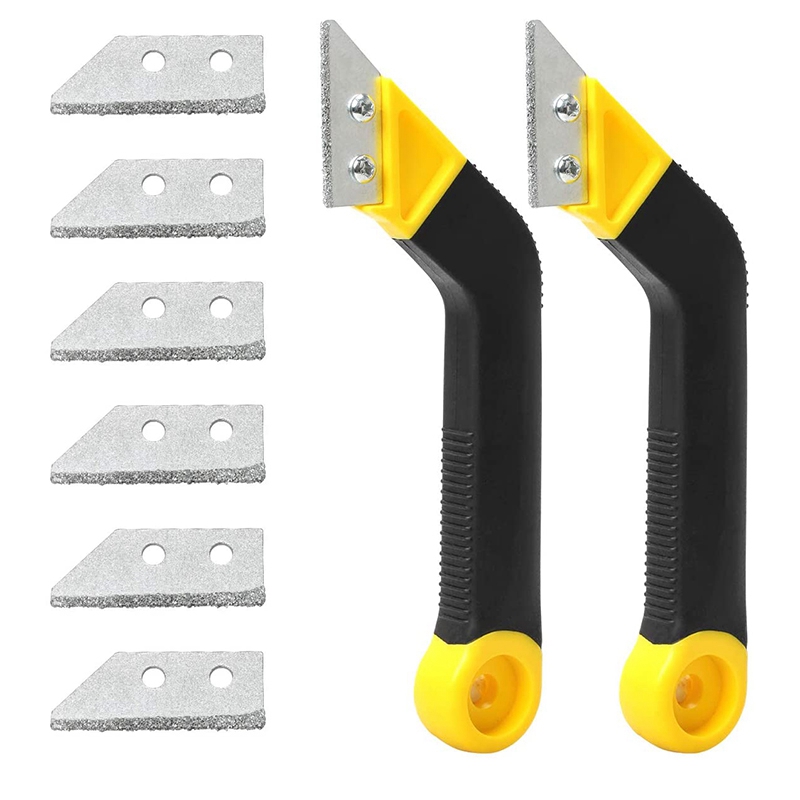 2 Pcs 8-Inch Angled Grout Hand Saw Tile Grout Saw Grout Removal Tool Diamond Surface Blades for Tile Grout Cleaning