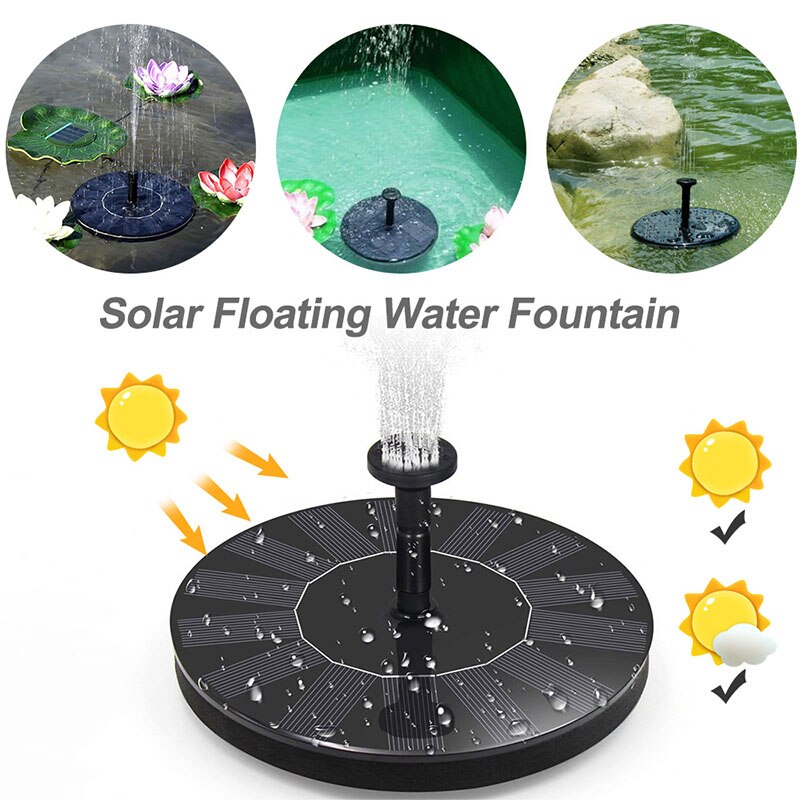 Solenergi vann fontene pumpe utendørs flytende sol fugl dårlig vann panel pumper sett til hage demning basseng vann fontenen