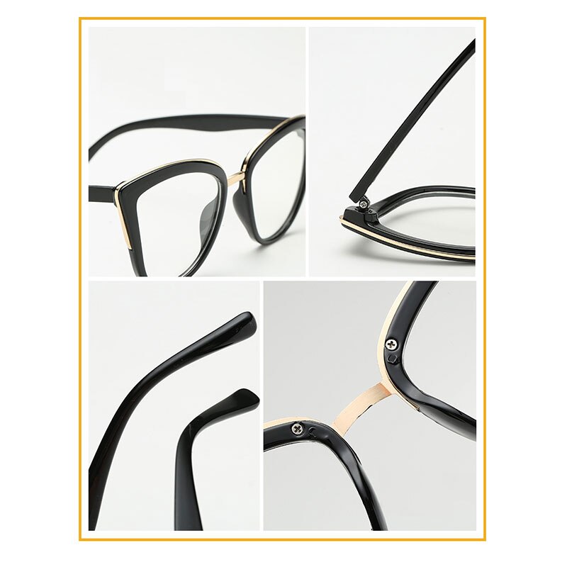 Vintage leopard glasögon dam genomskinliga kattögonglasögon klar lins närsynthet nerd guld kantade glasögon lyxglasögon