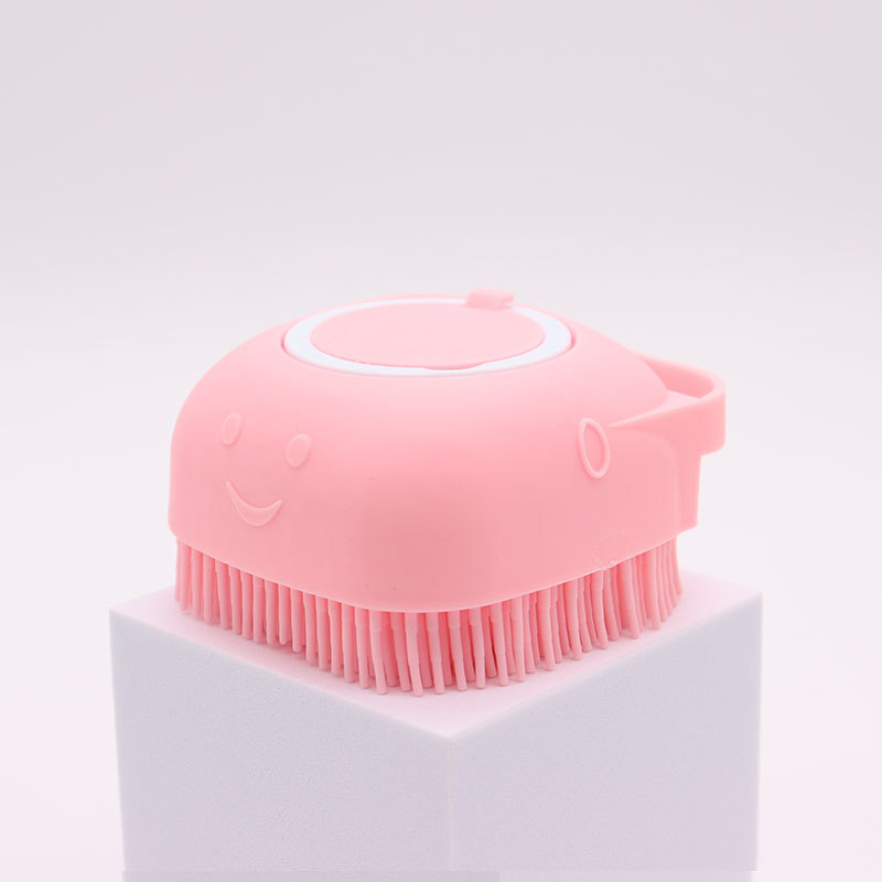 Brosse de douche en Silicone pour chien et chat, distributeur de shampoing pour animaux de compagnie, masseur, brosse de bain, salle de bain, lavage des chiots, brosse de toilettage, accessoires pour chiens: Rose