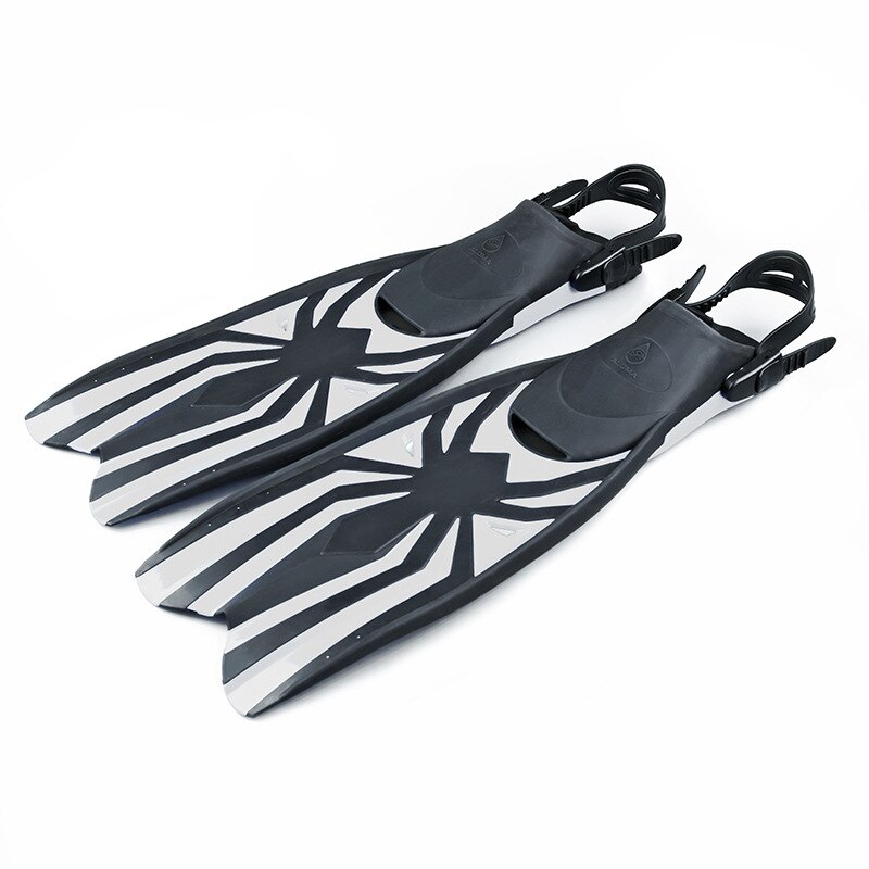 TPR-aletas de buceo para adulto, flexibles, antideslizantes, de goma, ajustables, abiertas, profesionales: White / S