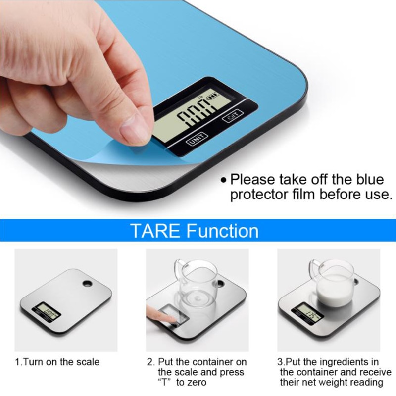 Digital Kitchen Scale 5Kg/1g Stainless Steel Kitchen Electronic Scales High Accurate Food Baking Weigh Scales with wall hook