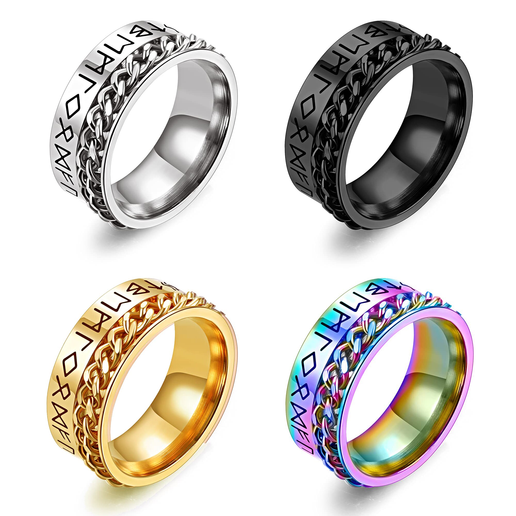 Anti betonen Angst Ring Figet Spinner Ringe für Männer Frauen retro Nordischen Wikinger Runen Ring Edelstahl Drehbare Ring