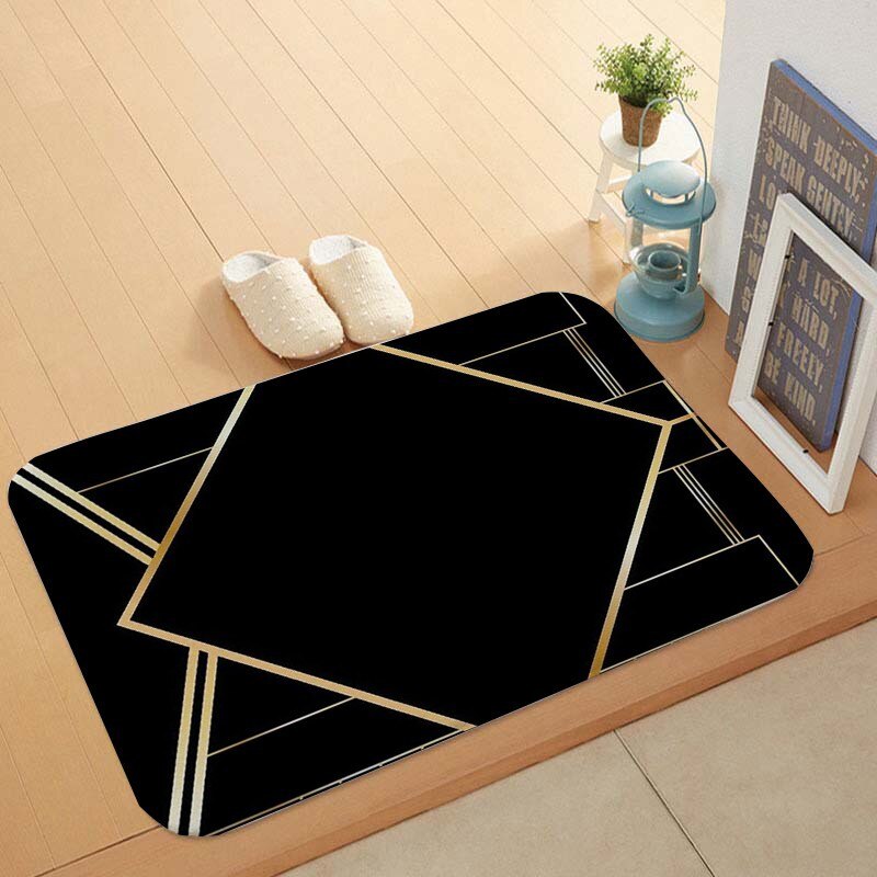Casa jardim de mármore geométrico anti-skid esteira da porta da cozinha piso banheiro tapete cozinha poliéster à prova dwaterproof água: 60cmx40cm / geometric marble 02