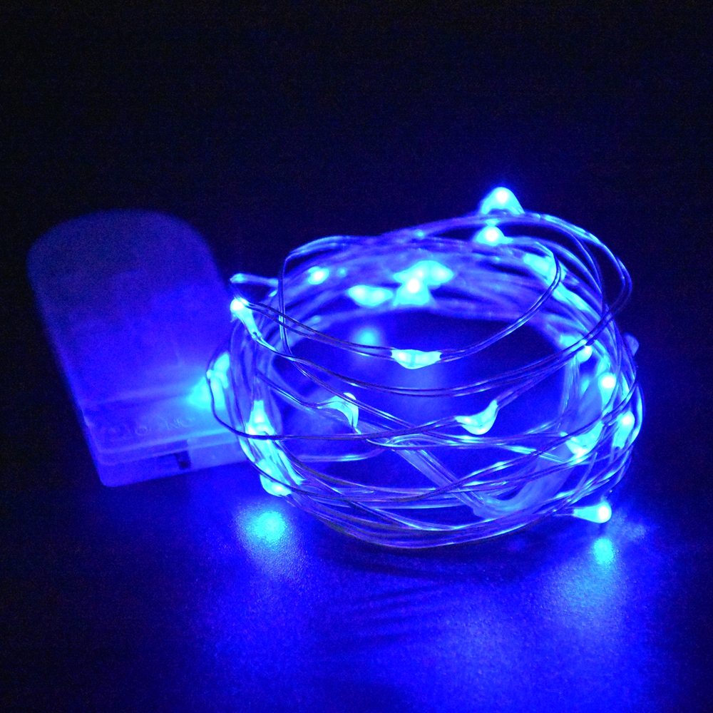 1M 2M Lichterkette Schnur CR2032 Batterie Mini DIY drinnen Zimmer Dekor Licht Hochzeit Weihnachten Lichter Girlande LED dekoration: Blau / 0-5W