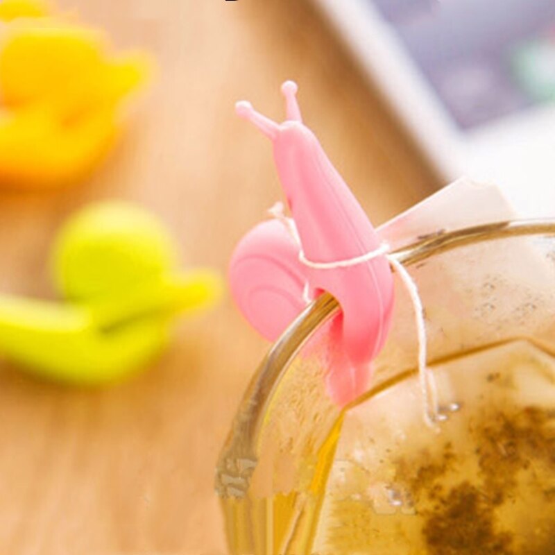 2Pcs Set Snail Silicone Tea Brewer Cup Edge Pendant Tea Bag Holder Cup Differentiated Label Snail Hanging Tea Bag