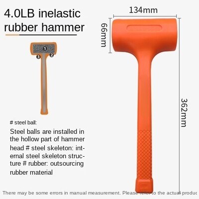 Martillo de goma no elástico de 4.0LB, herramienta de decoración especial multifuncional para pegar baldosas de suelo de madera, 2.5LB 3.0LB: 4.0LB