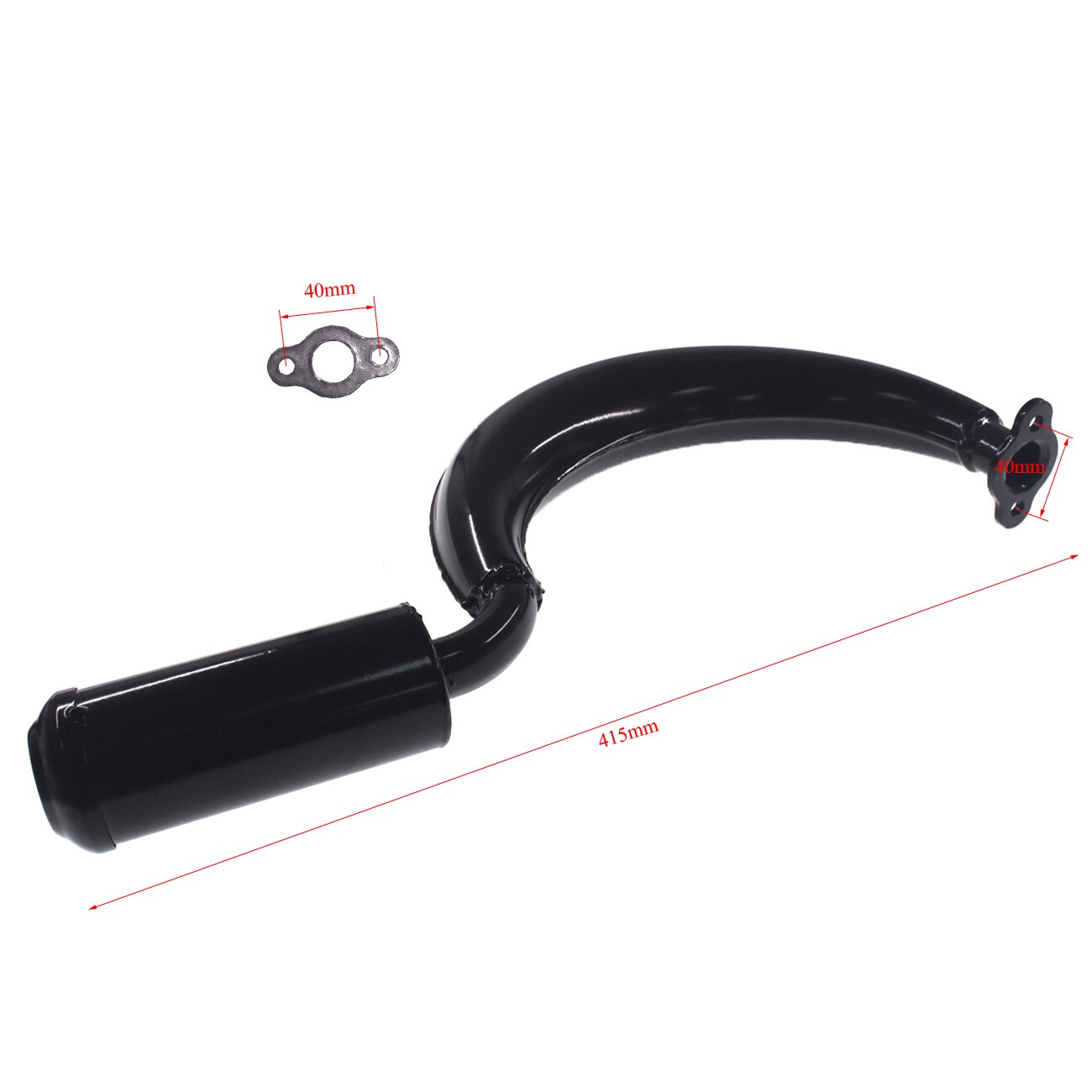 Black Half Moon Muffle Exhaust Pipe 49cc 80cc Motorized Motorised Bicycle Bike