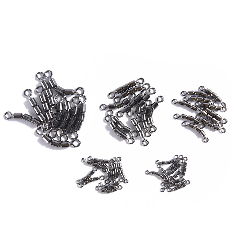 10pcs/lot High Speed Connector Size2 4 6 8 10 Fishing Tools Tackle Accessories strength Fishing triple Rolling Swivel Barrel