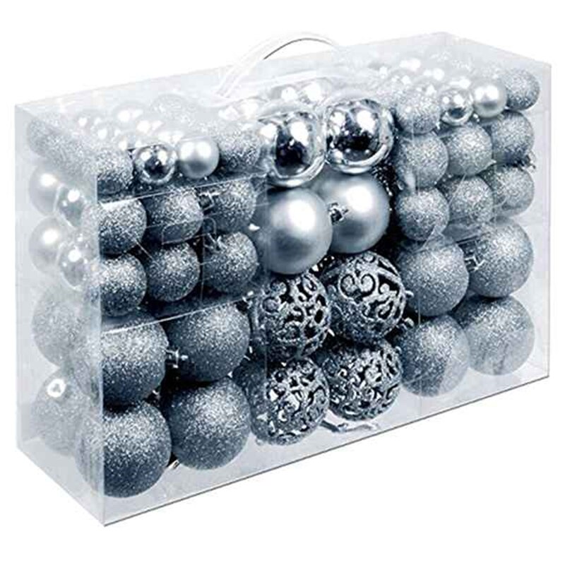 100Pcs Christmas Ball Box Set Available Christmas Tree Ornament Decorations Christmas Decorations: Silver