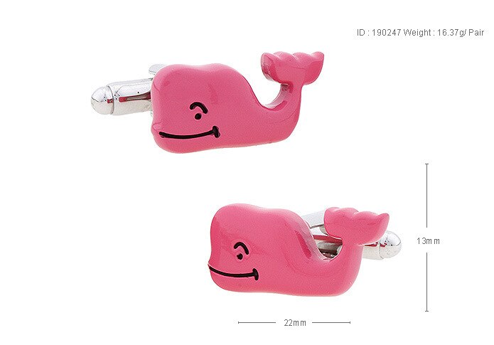 Gemelos de animales personalizados con forma de ballena rosa para hombres románticos a la , de joyería para mujeres, gemelos franceses