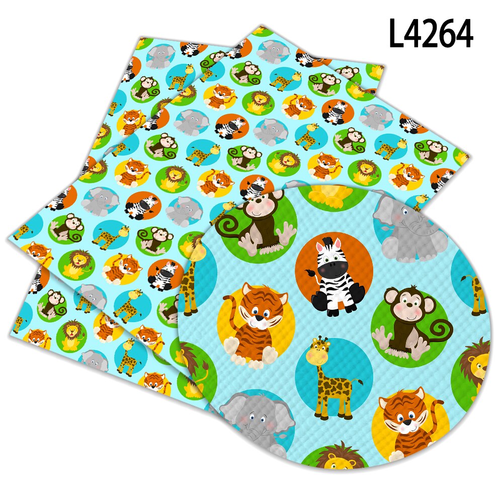 Feuilles de cuir synthétiques A4 22x30cm pour bricolage, imprimés de dessins animés d'animaux différents, fournitures de couture faites à la main, décor de vêtements: L4264