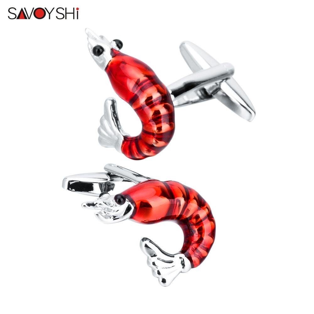 SAVOYSHI Red Enamel Shirt Cufflinks for Mens Cuff buttons Novelty Lobster Model Cuff Links Brand Jewelry: Only Cufflinks