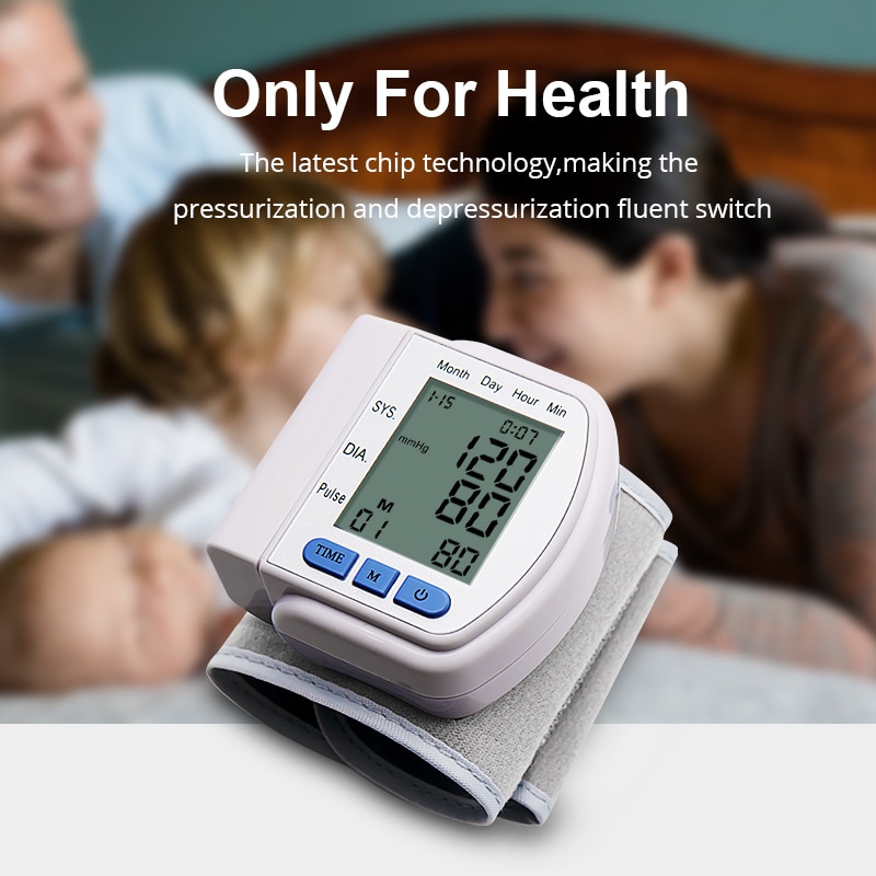 Automatisk digital håndleds blodtryksmåler lcd bp tonometer måler blodtryksmåler tensiometro tansiyon aleti pulsometer