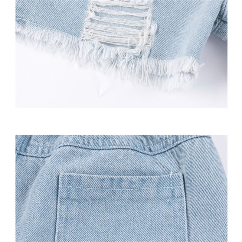 4-13 Year Old Girls Jeans Shorts Summer Girl Short Pants for Kids Ripped Jeans for Children Denim Shorts Letter Print