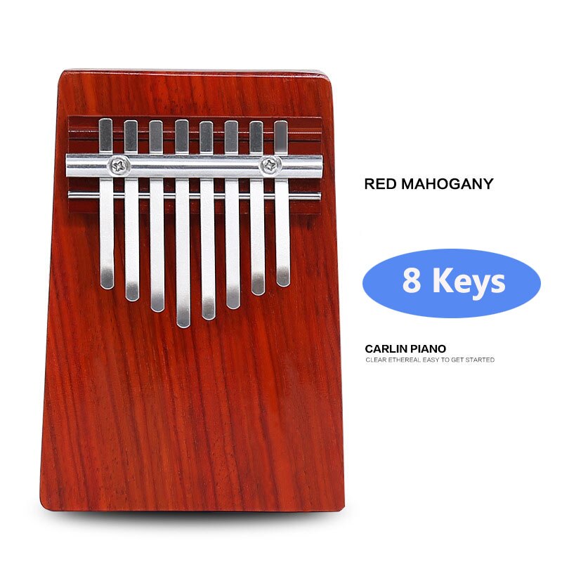 8/10 teclas kalimba pinho sólido africano mogno polegar dedo piano sanza mbira calimba tocar com guitarra instrumentos musicais de madeira: Mahogany 8 Keys