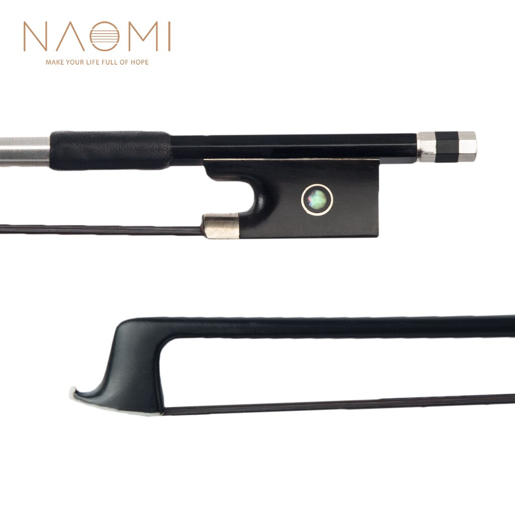 NAOMI Carbon Fiber Violin Bow 4/4 Violin / Fiddle Bow Round Stick W/ Ebony Frog Fast Response Durable Use: Silver