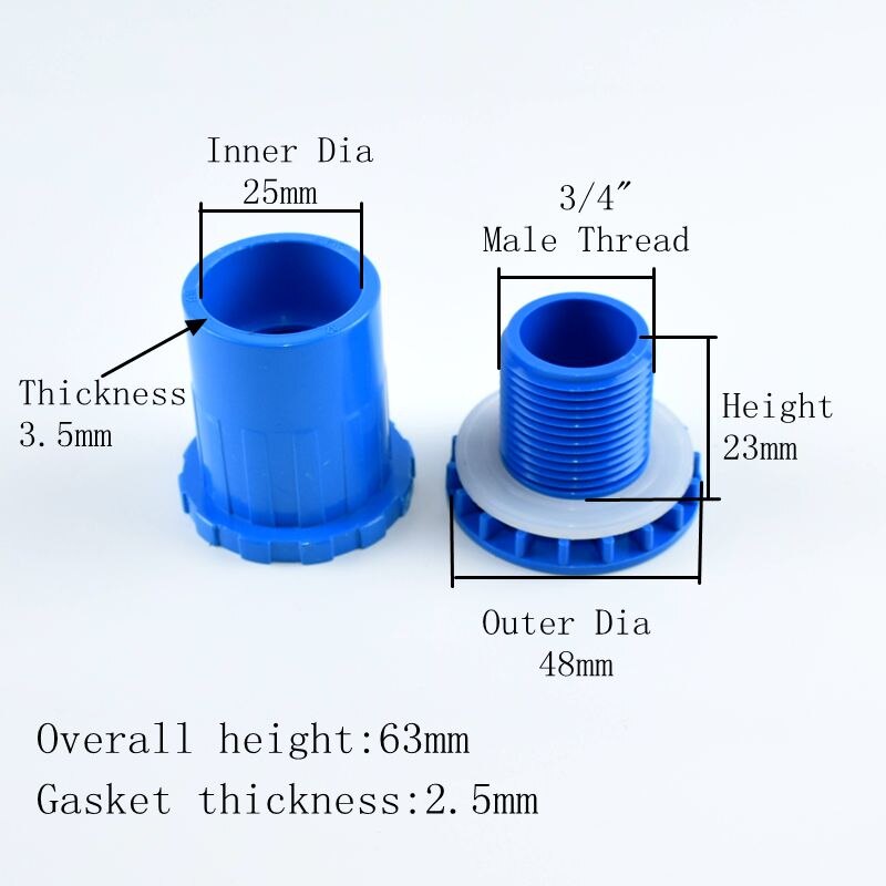 1-10Pcs 20~50mm PVC Direct Connectors Aquarium Fish Tank Drain Inlet Outlet Joints Garden Irrigation Plastic Overflow Pipe: 10Pcs / Inner Dia 25mm
