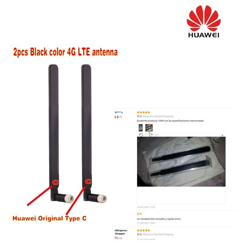 GENUINES originale Nero Huawei 4G LTE per B593 b890 B525 b3000 antenna Esterna Originale di Tipo C (router/ modem non incluso)