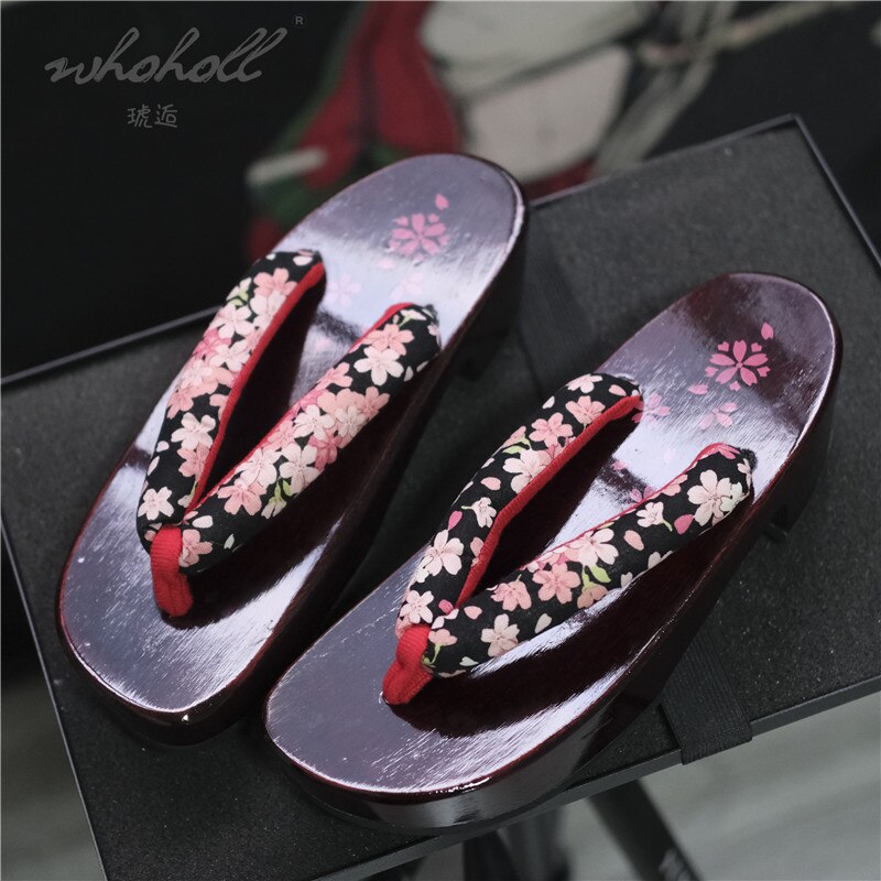Zomer Vrouwen Slipper Japanse Geisha Houten Geta Anime Cosplay Sandalen Vrouwelijke Slippers Klompen Schoenen Plus Size 41 42