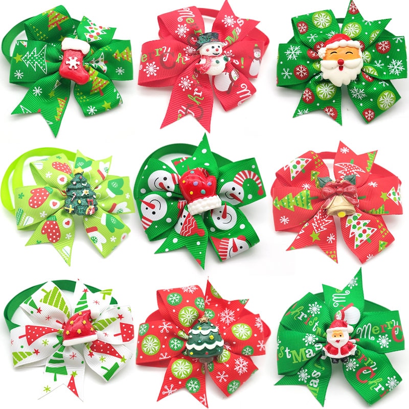 30/50 pc jul tillbehör för husdjur hund valp hund fluga med jul tillbehör katt hund fluga slips liten hund husdjur tillbehör