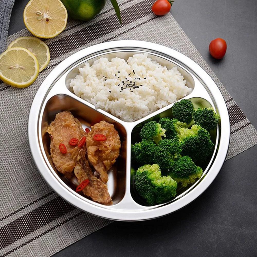 Stainless Steel Divided Tray Divided Dinner Snack Plate Kids Baby Plate Diet Plate Diet Food Control Tray