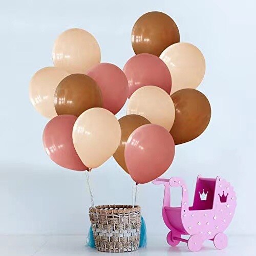 Globos Retro para decoración de fiestas de cumpleaños, 15 piezas, color rosa, verde, caramelo, café, rústico, Helio de aire