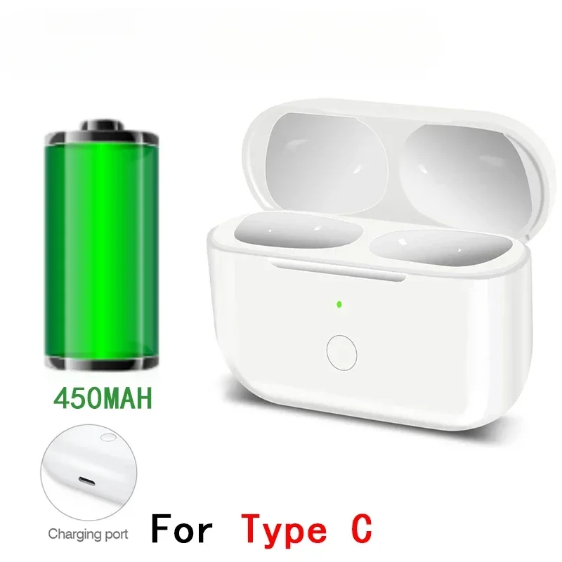 Compatibel met Airpods Pro 1/2 450mAh batterij Airpods Pro 1/2 draadloos oplaadetui Bluetooth-koppelingssynchronisatieknop: 3XS / Bruin