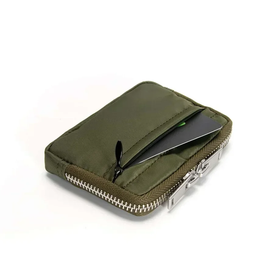 Carteira japonesa masculina, bolsa de armazenamento de fones de ouvido, porta cartão de crédito, para meninos e meninas, organizador de cartão bancário, bolsa de moedas com zíper: Azul