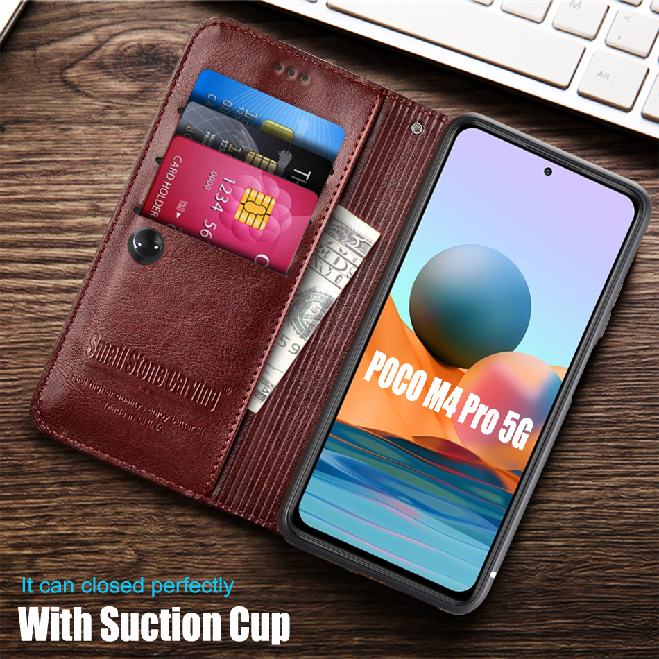 Capa para xiaomi poco m4 pro 5g caso flip carteira de couro hoesje livro para poko m4 pro caso do telefone coque com suporte de cartão
