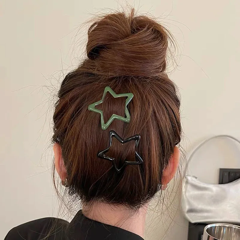 Große Stern-Haarspangen für Frauen, Mädchen, freundlicher, Y2K, süßes süßes Mädchen, bunte fünfeckige Haarnadel, BB-Clip, Kopfbedeckung, Zubehör, ,