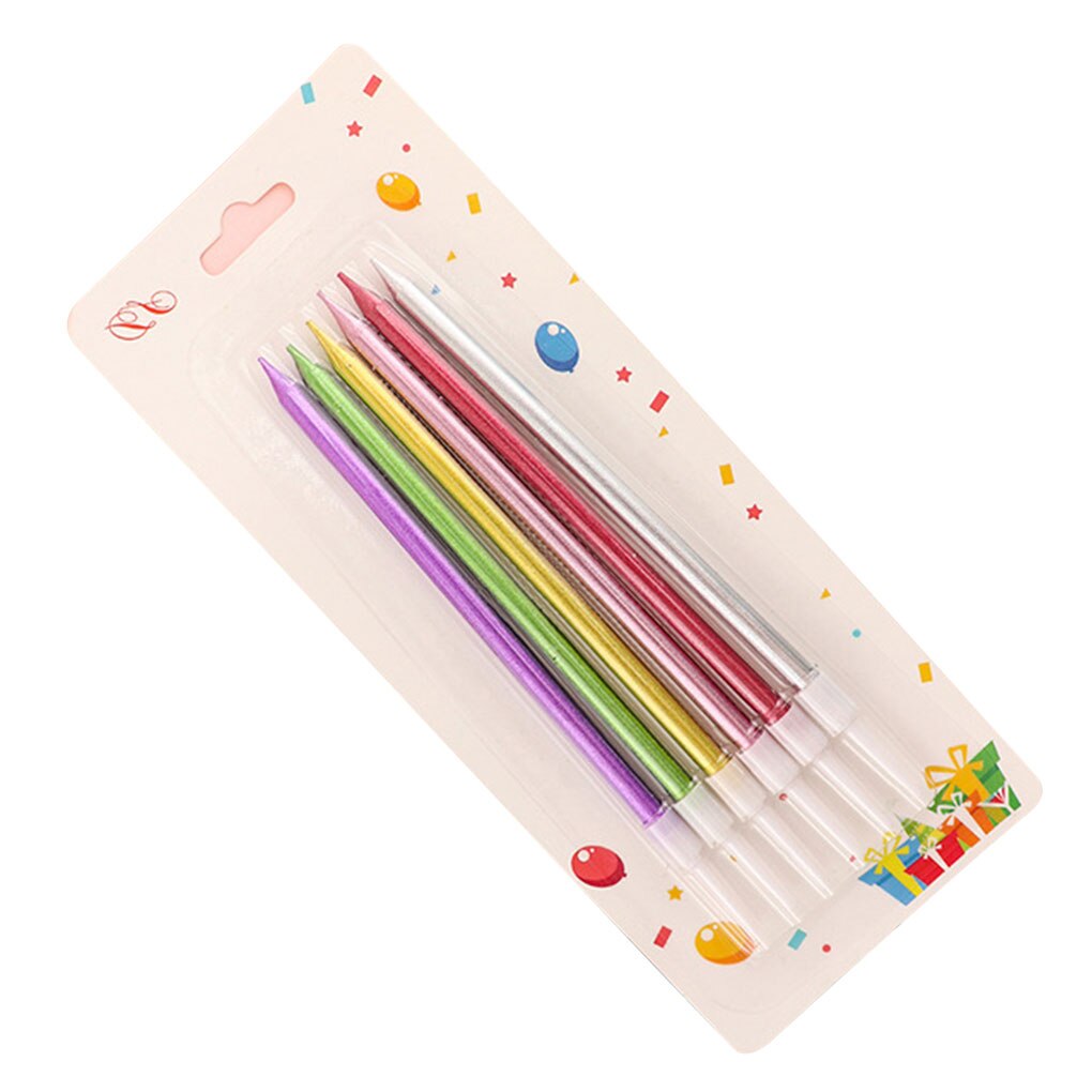 6 stücke Kasten Lange Bleistift Kuchen Kerze Sicher Flammen freundlicher Geburtstag Party Hochzeit Kuchen Kerze Favor Liefert Kuchen Dekorationen Hause dezember: C