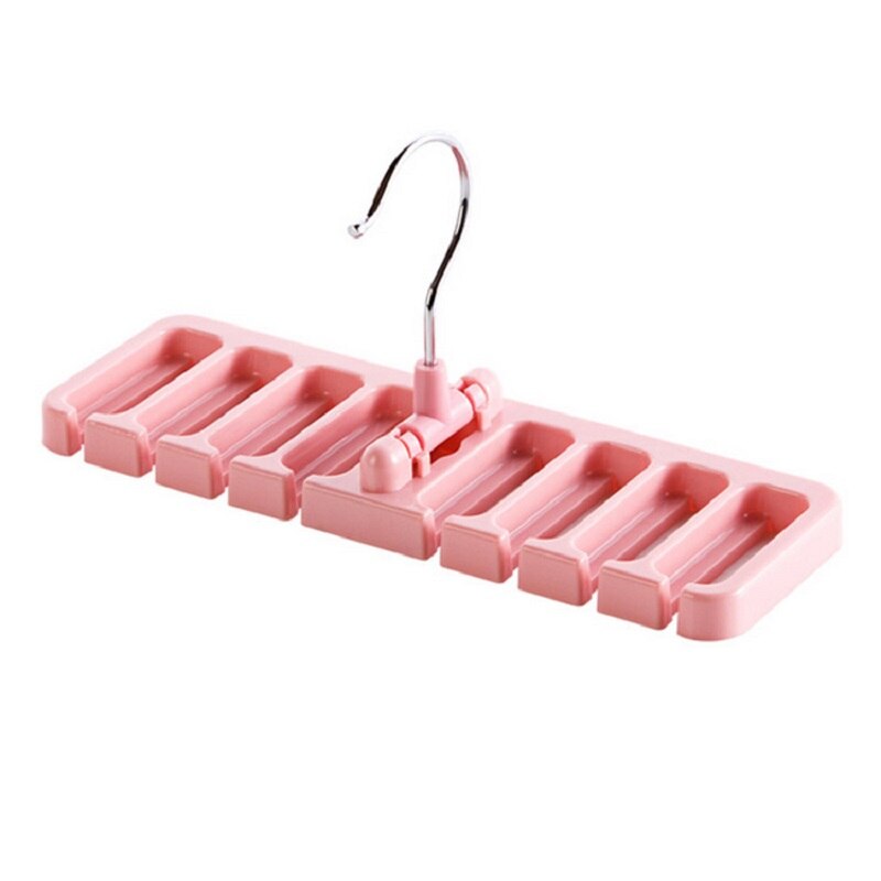 Multifunksjonell plast beltestativ hengende slipshylle garderobe oppbevaring beltehenger silke skjerf roterende organisator oppbevaringshenger: Rosa