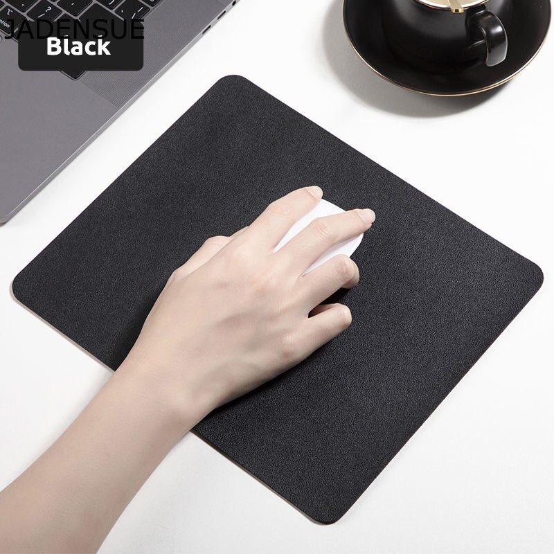 Lindo Mouse Pad de cuero de la PU de Color sólido Simple escritorio Mats impermeable de la Oficina alfombrilla de ratón para portátil Juegos de ordenador Deskpad: 25x21cm Black