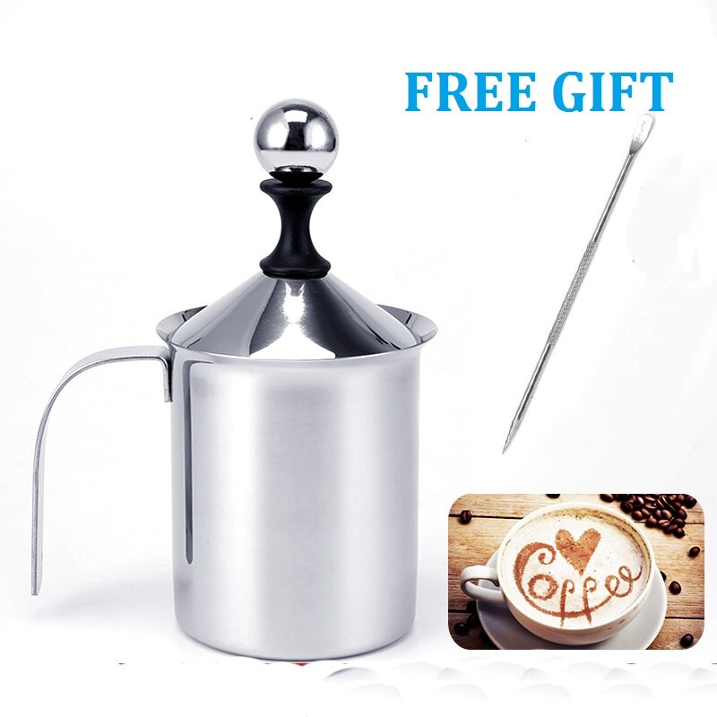 400ml dubbele gaas melkopschuimers van roestvrij staal voor cappuccino melkkannen eierklopper keukengereedschap gadgets