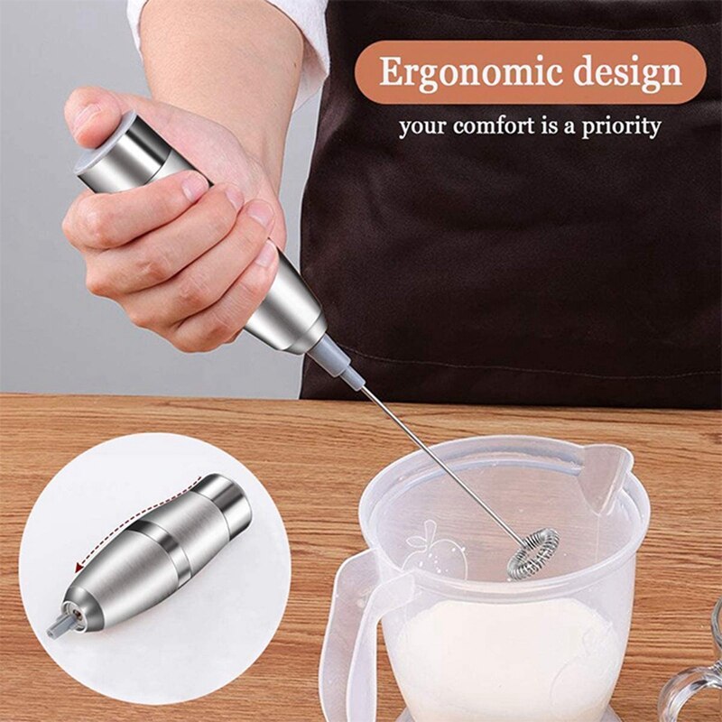 Electric Milk Frother Handheld - Battery Operated Coffee Frother Whisk - Latte Cappuccino Frother Wand - Milk Foam Maker
