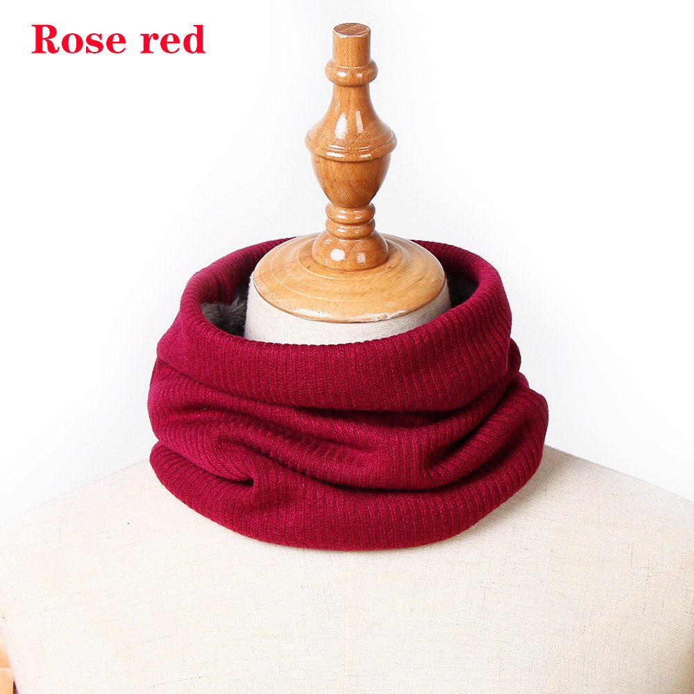 1 PC Bonito Algodão Bebê Inverno Neck Warmer Anel Scarf Crianças Meninas Meninos De Malha De Lã O-Lenços Cor Sólida crianças Quente Baixada: Rosa Vermelha