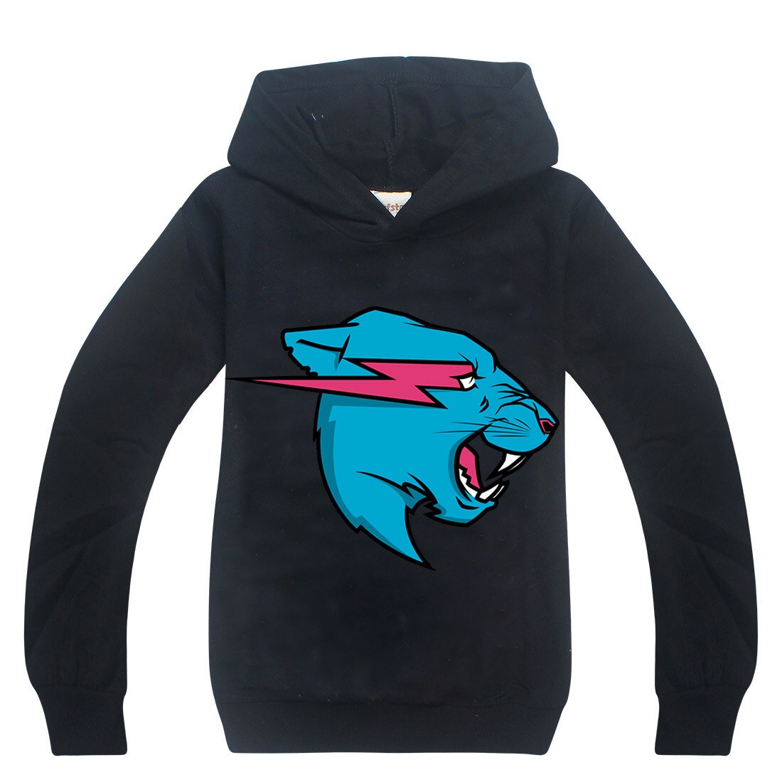 Baby Jongens Hooded Tshirt Mr Beest Bliksem Kat Esports Luipaard Hoofd Print Hoodie Kids Kerst Shirt Meisjes Tops Tee Sweatshirt: Black Hoodie / 130