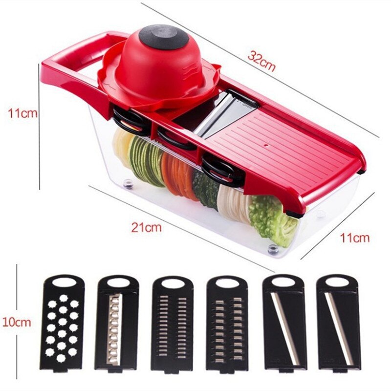 Picadora de verduras con contenedor, rebanador de alimentos, cebollas, patatas y ensaladas, utensilios de cocina, accesorios, artículos para el hogar: Red CP03