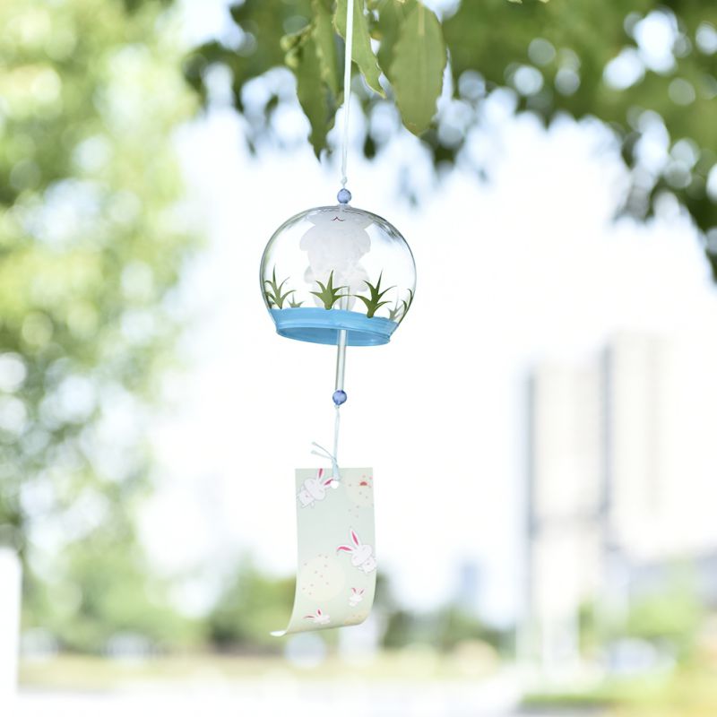 Campanilla de viento de cristal de estilo japonés, colgante artesanal Sakura, de flores de cerezo, colgantes de campana de viento, adornos de decoración para jardín y oficina