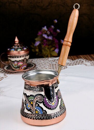 Cafetière turque en cuivre brodée Ibrik Vintage Jazzva Briki