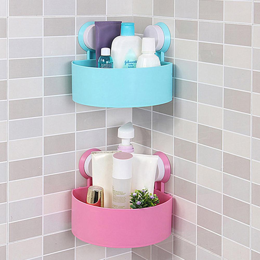 Bathroom Shelf Organizer Plastic Suction Cup Corner Shelf Shower Toilet Storage Wall Holder Rack Wall Holder Shampoo Holder