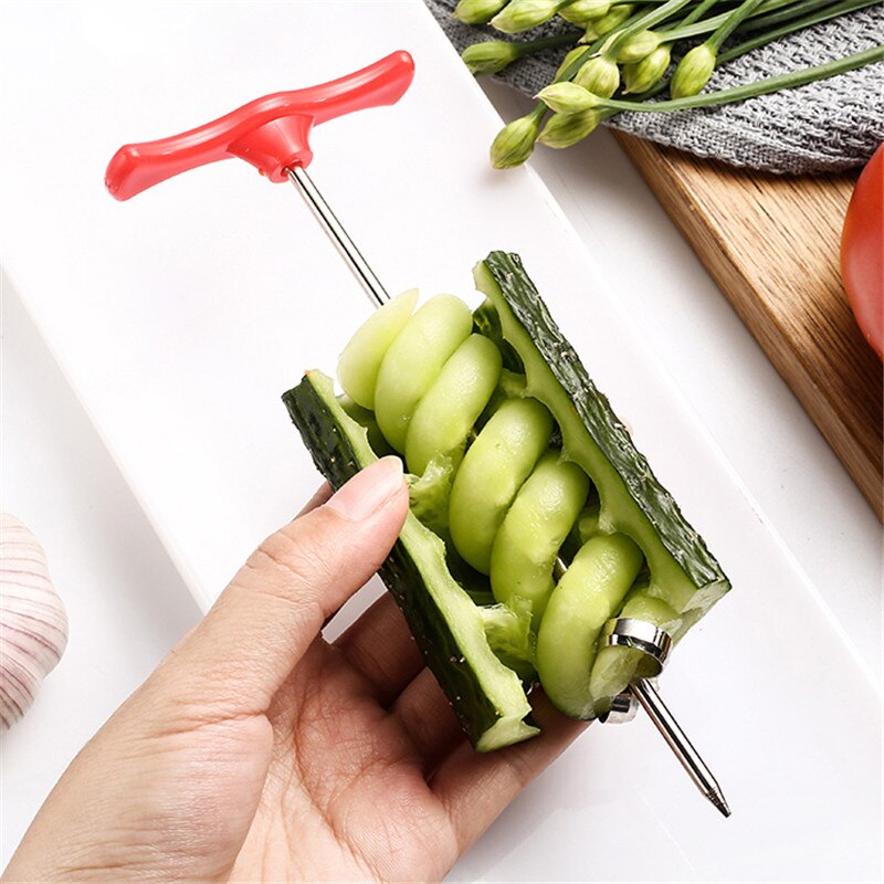 Cuchillo espiral para verduras, cortador para ensalada de patatas, zanahoria, pepino, cortador de tornillos en espiral, herramientas de cocina