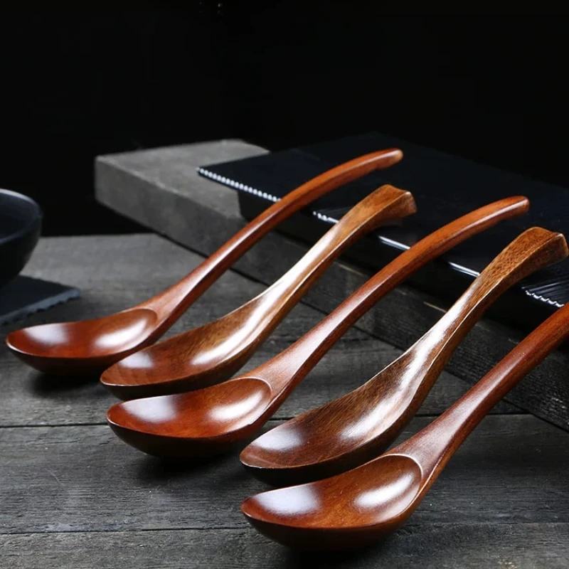 Holzlöffel mit langem Griff, kurzer Griff, Suppenlöffel, koreanische Küche, Kochen, japanische Küchenutensilien, Ramen-Löffel