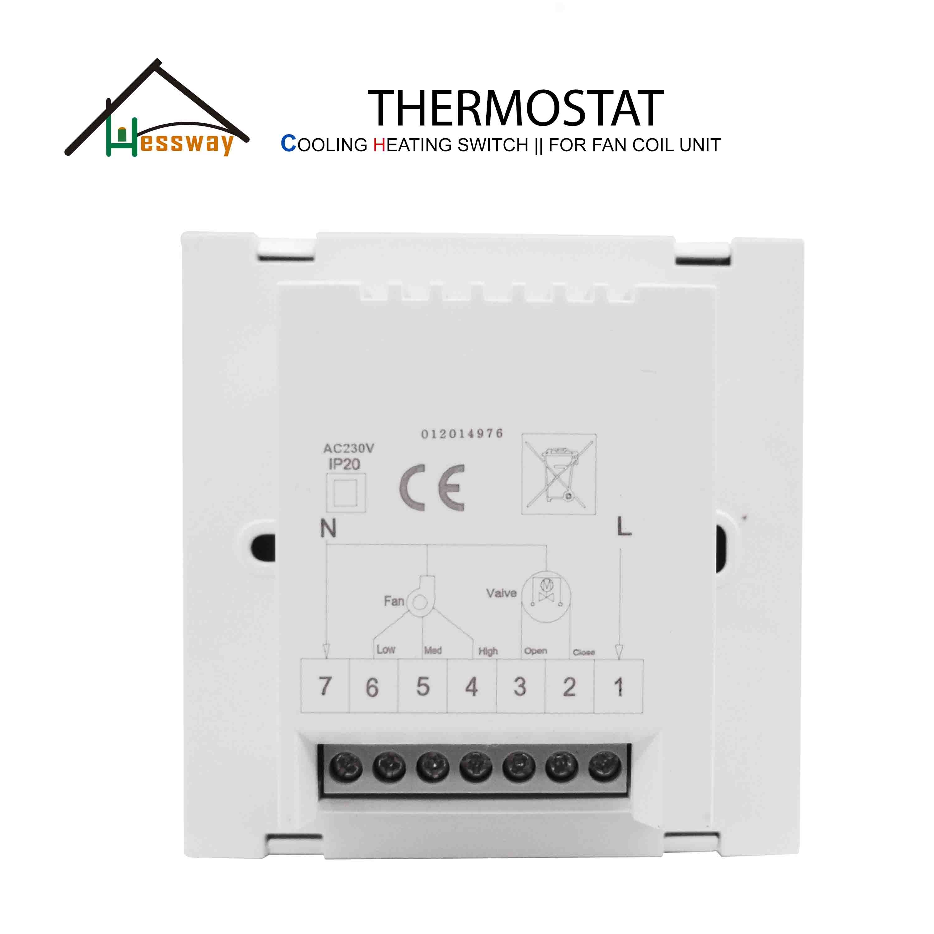 Hessway-alennus 2 putken fan coil termostaattilämpötilan säädin kylmäkytkimelle