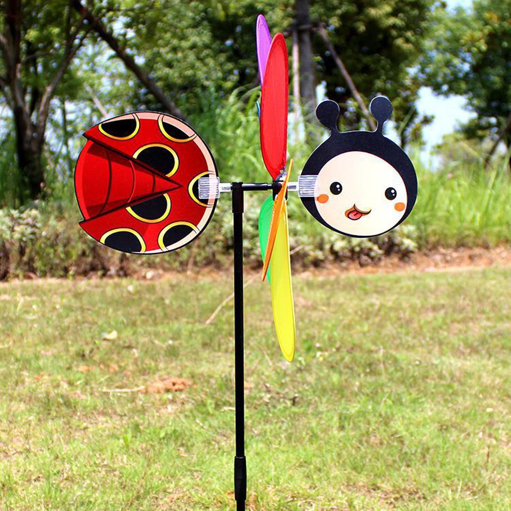 Moulin à vent tridimensionnel avec animaux de dessin animé, jouets pour enfants, décoration de la maison et du jardin, décoration de la cour, 6 couleurs