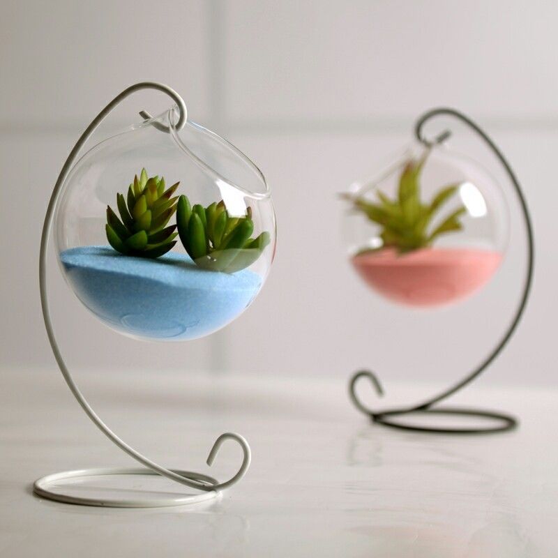 Vase en verre transparent pour plantes à fleurs, Pot rond suspendu pour Terrarium, décoration de fête, mariage, maison, boule de jardin,